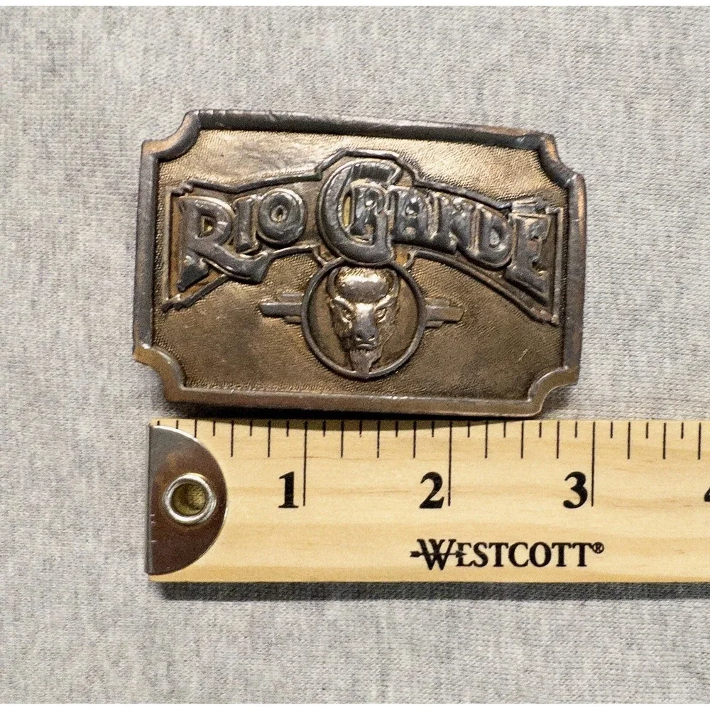 Vtg Humphrey Leather Goods Brass Mens Belt Buckle RIO GRANDE 3